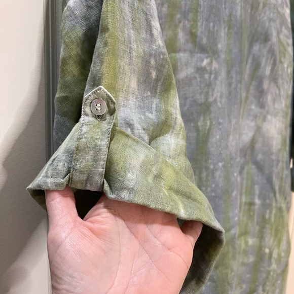 Pure Amici Linen Tunic Top Green Hi-Lo Oversized Size XL - Picture 4 of 5